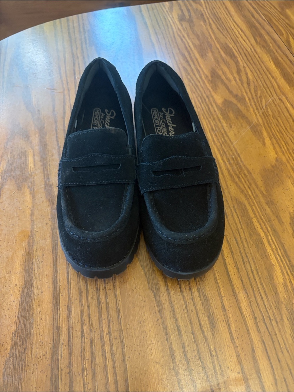 Skechers Black Suede Penny Loafers for Women